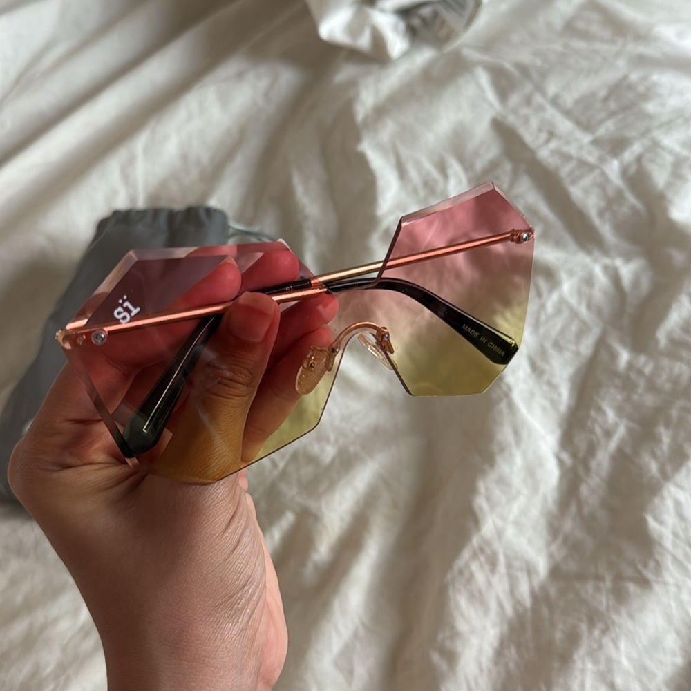 Si Wear Oversized Gradient Sunglasses pink yellow - Picture 3 of 7